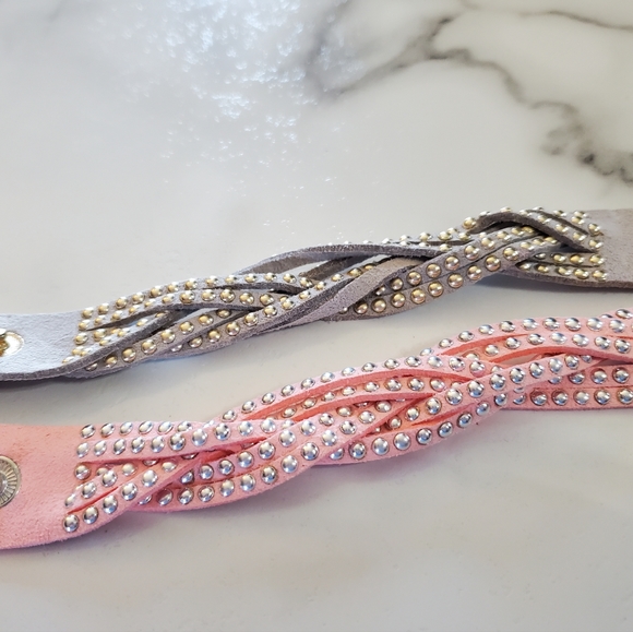 2 Multi Strand Wrap Bracelet's Pink & Gray - Picture 5 of 13